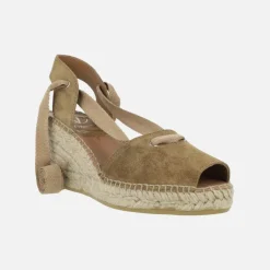 Zapatillas de esparto abiertas de puntera con cintas Viguera 2137