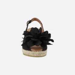 Zapatillas de esparto abiertas de puntera con adorno de flor