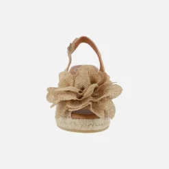 Zapatillas de esparto abiertas de puntera con adorno de flor