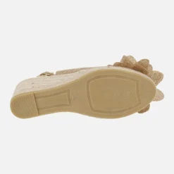 Zapatillas de esparto abiertas de puntera con adorno de flor