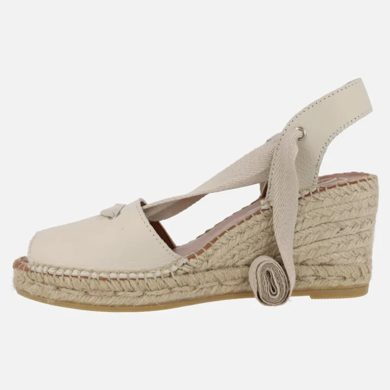 Zapatillas de esparto abiertas de puntera con cintas Viguera 2137