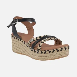 Zapatillas de esparto Albany Cuerda negro con pulsera y hebilla