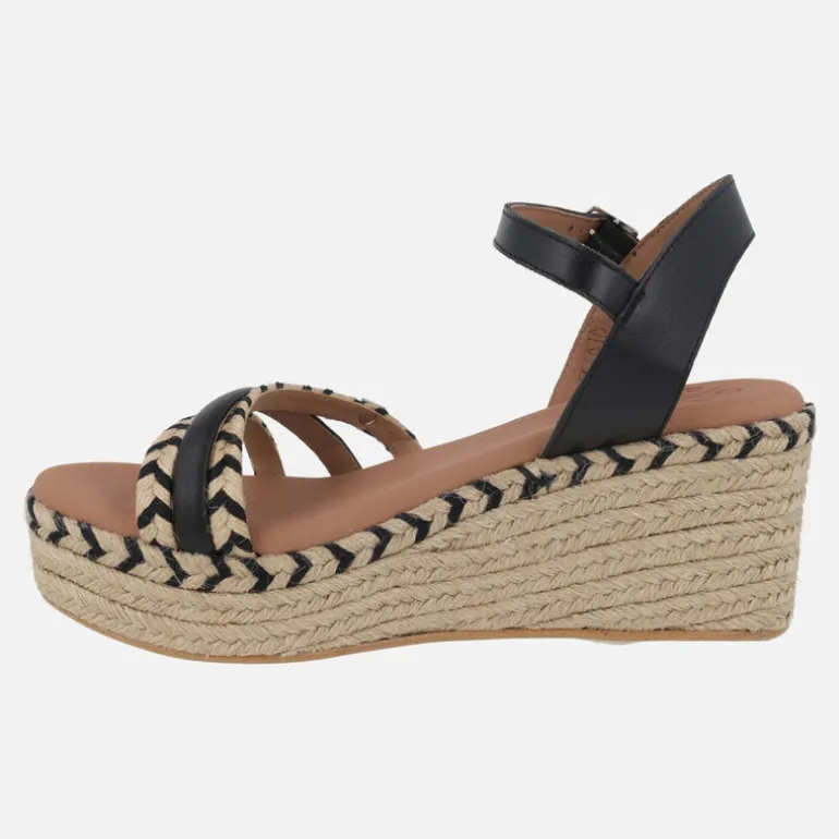 Zapatillas de esparto Albany Cuerda negro con pulsera y hebilla