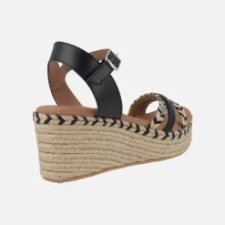 Zapatillas de esparto Albany Cuerda negro con pulsera y hebilla