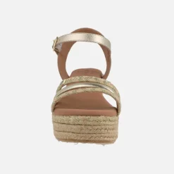 Zapatillas de esparto Albany Oro yute con pulsera y hebilla