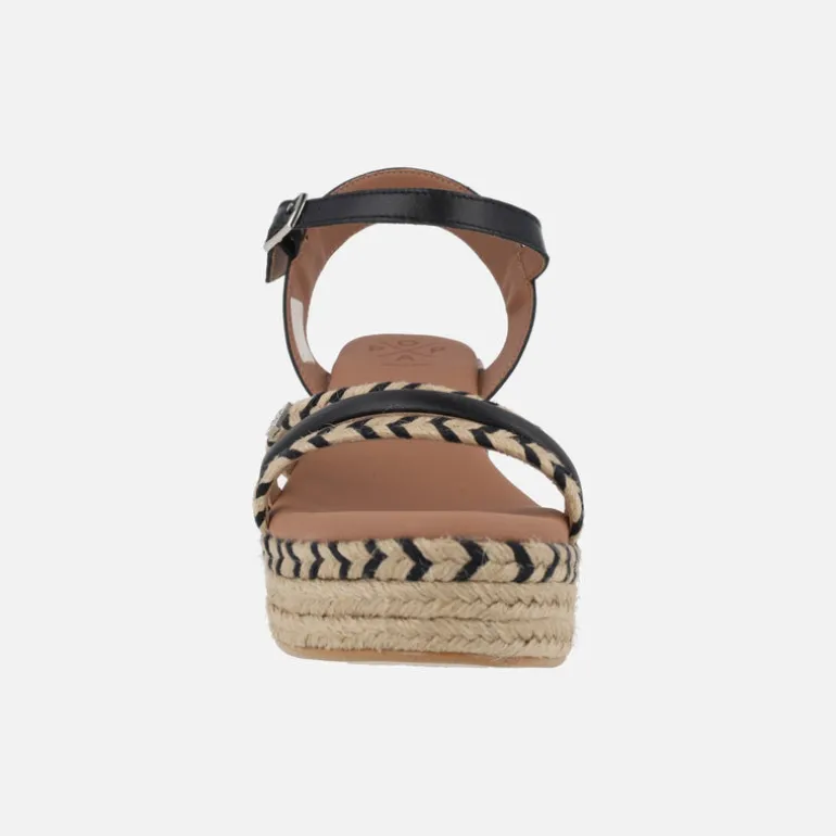 Zapatillas de esparto Albany Cuerda negro con pulsera y hebilla