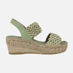 Zapatillas de esparto con cuña media y tiras trenzadas de rafia