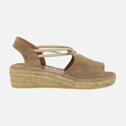 Zapatillas de esparto con puntera abierta y cuña baja