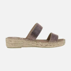 Zapatillas de esparto con dos tiras en fantasia rosa