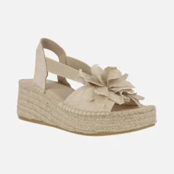 Zapatillas de esparto con plataforma y adorno de flor