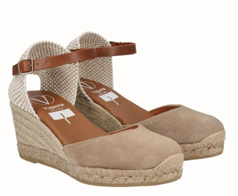 Zapatillas de esparto con pala en serraje y pulsera al tobillo