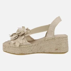 Zapatillas de esparto con plataforma y adorno de flor