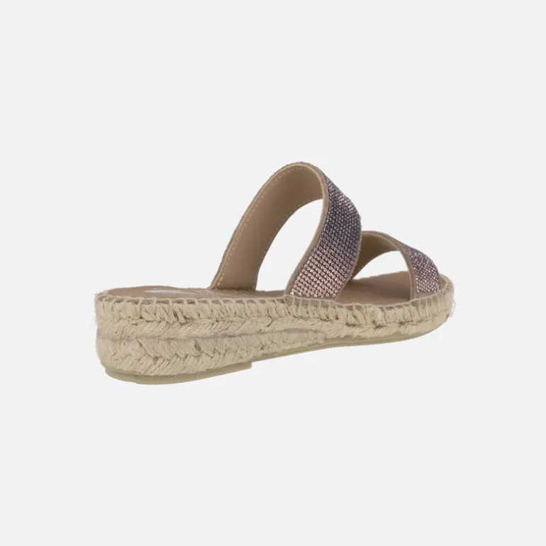 Zapatillas de esparto con dos tiras en fantasia rosa
