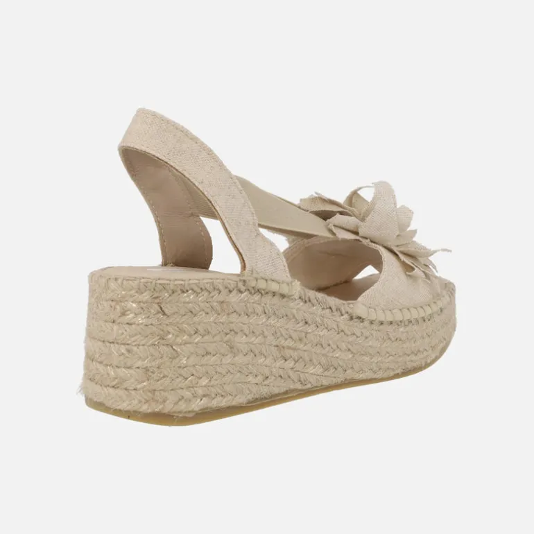 Zapatillas de esparto con plataforma y adorno de flor