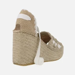 Zapatillas de esparto con cuña alta y plataforma en tejido ganchillo