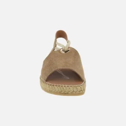Zapatillas de esparto con puntera abierta y cuña baja