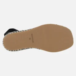 Zapatillas de esparto con cintas en combinado beige y negro