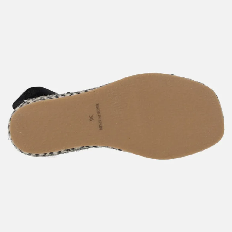 Zapatillas de esparto con cintas en combinado beige y negro