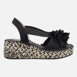 Zapatillas de esparto con plataforma y adorno de flor