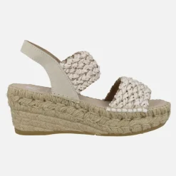 Zapatillas de esparto con cuña media y tiras trenzadas de rafia
