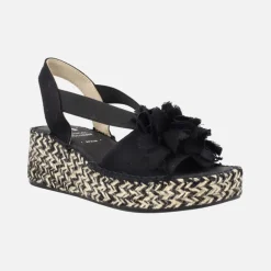 Zapatillas de esparto con plataforma y adorno de flor