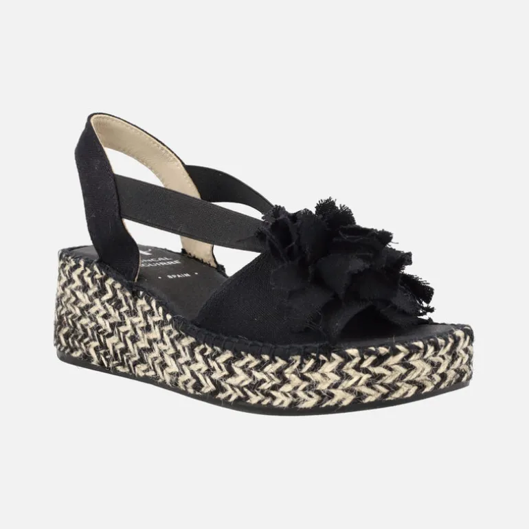 Zapatillas de esparto con plataforma y adorno de flor