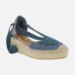 Zapatillas de esparto con cintas y cuña Yuteflex
