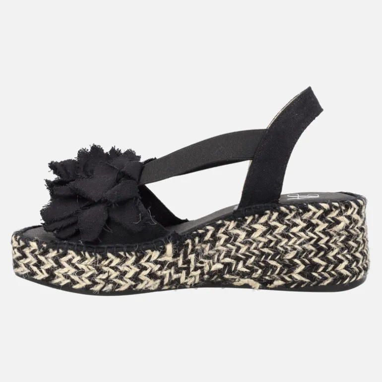 Zapatillas de esparto con plataforma y adorno de flor