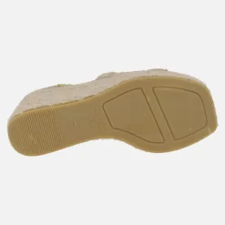 Zapatillas de esparto con cuña alta y plataforma en tejido ganchillo