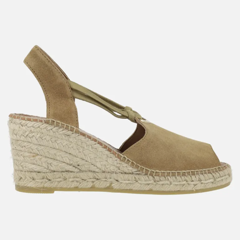Zapatillas de esparto de piel con argolla metálica y elásticos Viguera 2143