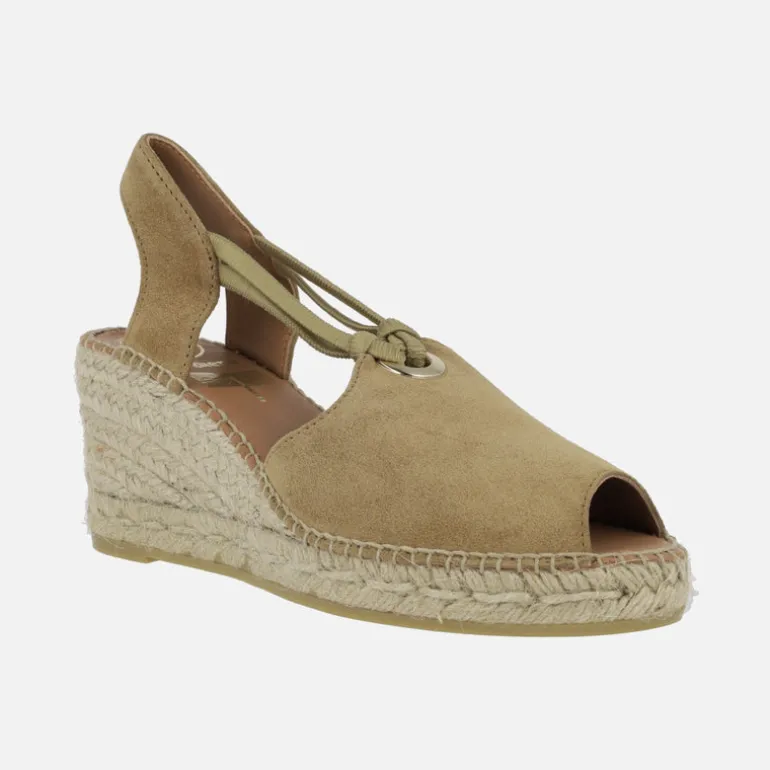 Zapatillas de esparto de piel con argolla metálica y elásticos Viguera 2143