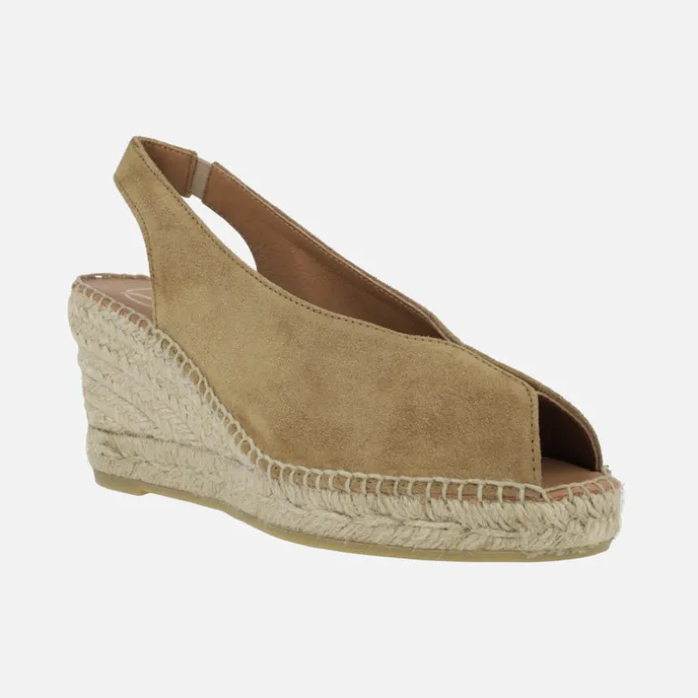 Zapatillas de esparto de piel destalonadas y abiertas de puntera Viguera 2127
