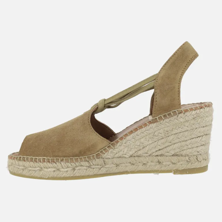 Zapatillas de esparto de piel con argolla metálica y elásticos Viguera 2143