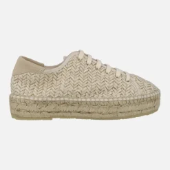 Zapatillas de esparto en rafia beige con cordones