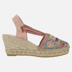 Zapatillas de esparto en tejido con lentejuelas Vidorreta