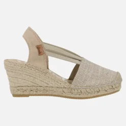 Zapatillas de esparto en tejido beige con elásticos laterales