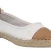 Zapatillas de esparto en combinado bicolor blanco y camel con cintas