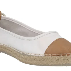 Zapatillas de esparto en combinado bicolor blanco y camel con cintas