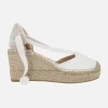 ZAPATILLAS DE ESPARTO EN PIEL BLANCA CON CINTAS
