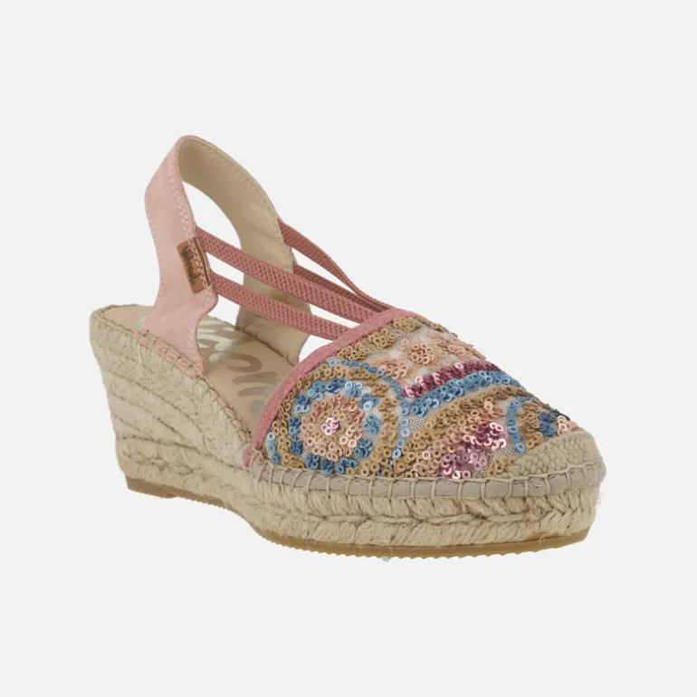 Zapatillas de esparto en tejido con lentejuelas Vidorreta