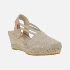 Zapatillas de esparto en tejido beige con elásticos laterales
