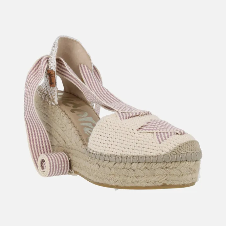 Zapatillas de esparto en tejido con cintas