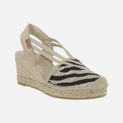Zapatillas de esparto en tejido animal print cebra