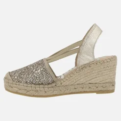 Zapatillas de esparto en glitter dorado Vidorreta
