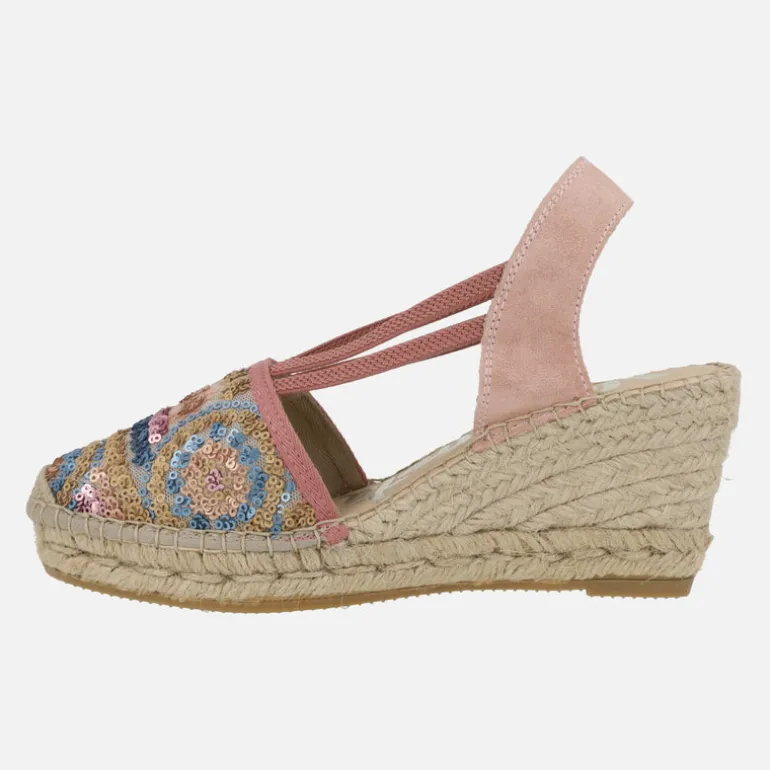 Zapatillas de esparto en tejido con lentejuelas Vidorreta