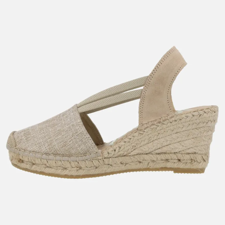 Zapatillas de esparto en tejido beige con elásticos laterales
