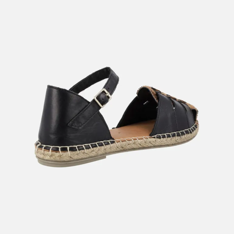 Zapatillas de esparto en piel estilo cangrejeras con detalles en leopardo