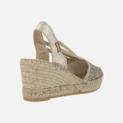 Zapatillas de esparto en glitter dorado Vidorreta