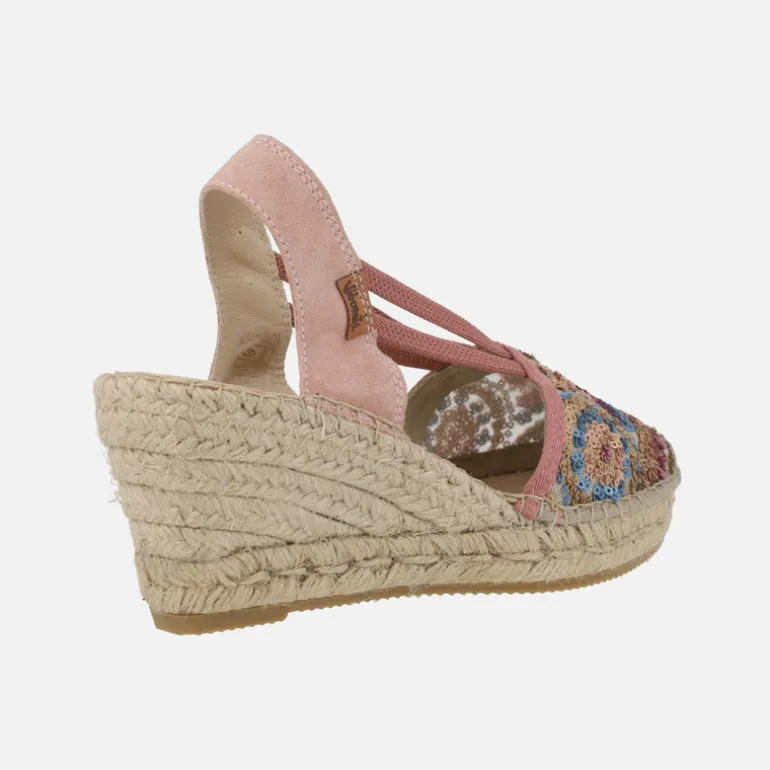 Zapatillas de esparto en tejido con lentejuelas Vidorreta
