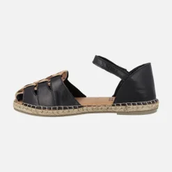 Zapatillas de esparto en piel estilo cangrejeras con detalles en leopardo